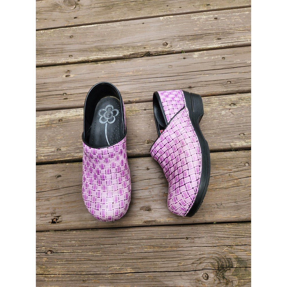 Sanita Professional Clogs Purple Woven Basketweave Slip Resistant EU 41 US 10.5